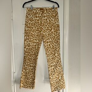 MOTHER Tan Leopard Print The Hustler Ankle Fray Jeans